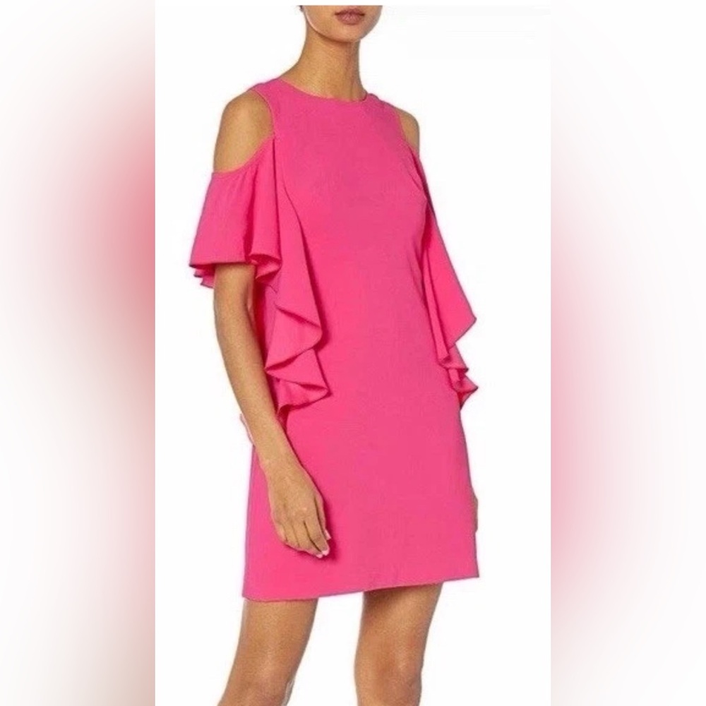 Trina Turk Lambada Cold Shoulder Ruffle Dress